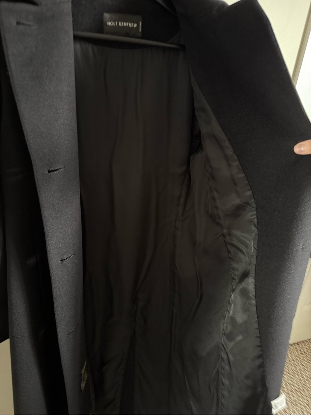 Holt Renfrew Angora Wool Black Coat A-line Single-Breasted Button Jacket Size 6 - Picture 9 of 11